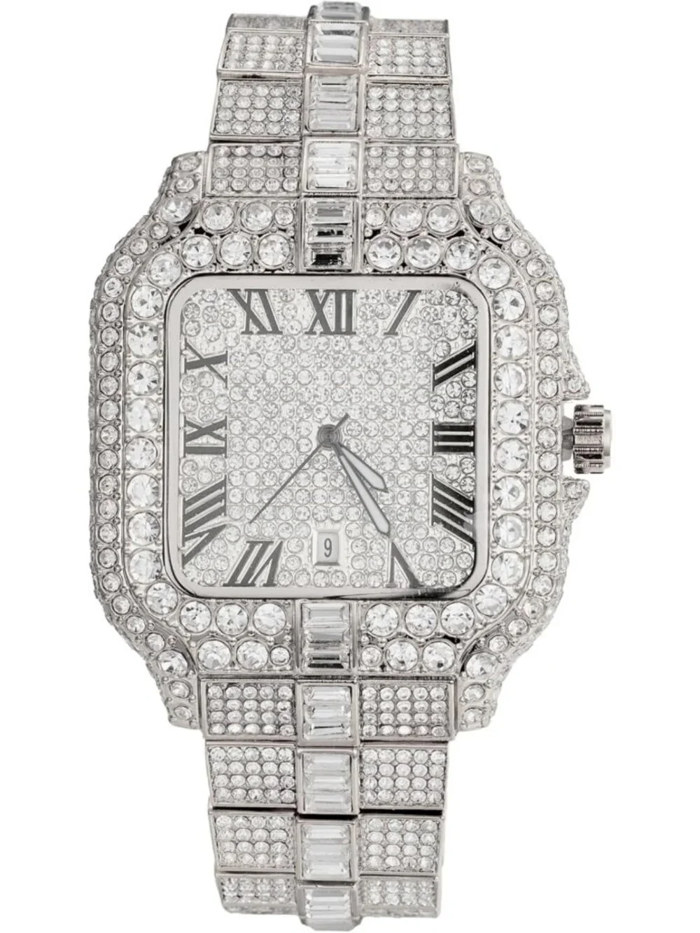 Luxury Men's Moissanite Diamond Watch - Iced Out 18k Gold/Rhodium, 41MM Dial